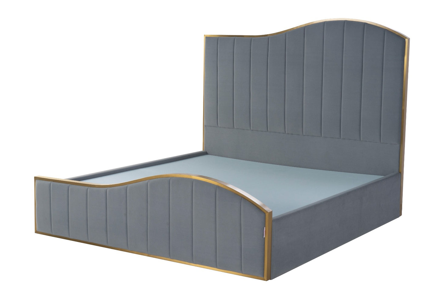 Vidi Velvet Ottoman Bed Luxury Gold Stainless Steel Trimmings - Gas Lift Storage